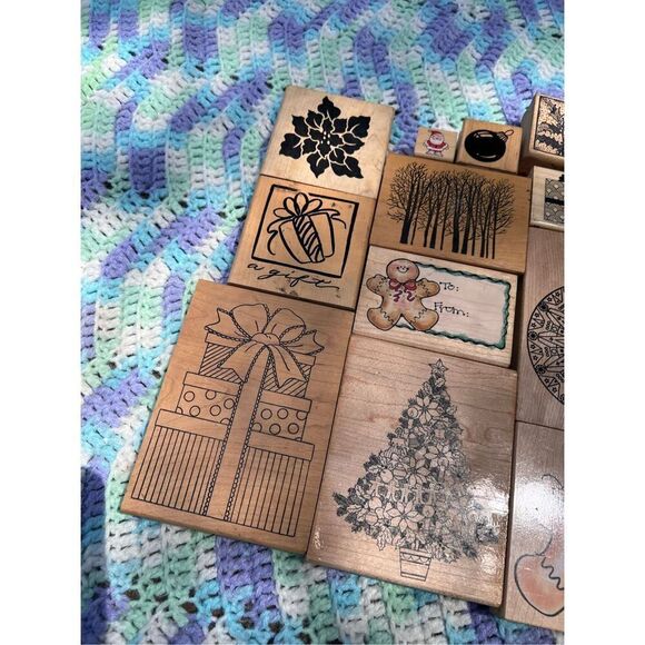 Vintage Rubber Christmas Stamp Lot of 13 - Picture 2 of 12